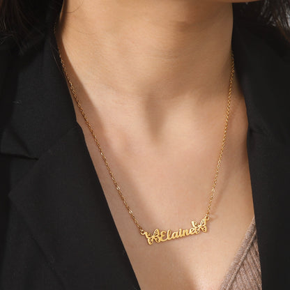 Personalized Custom Name Necklace Golden Butterfly