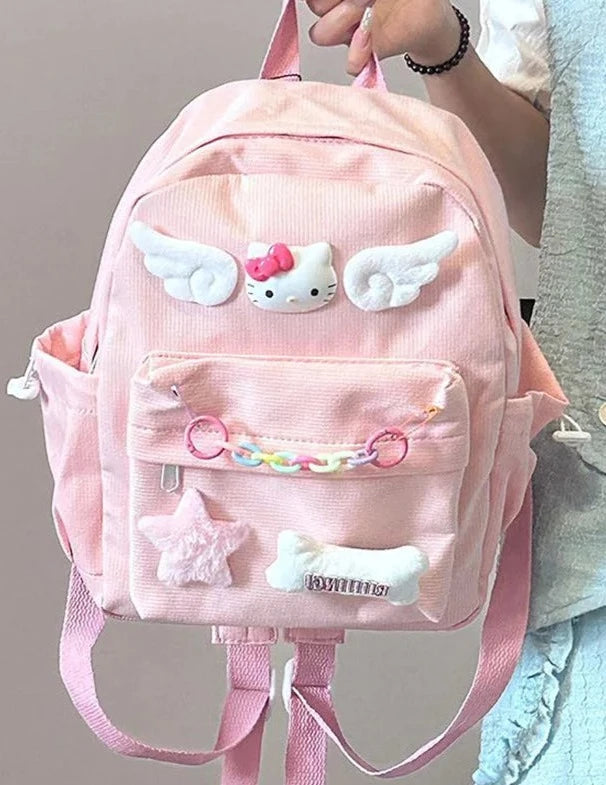 Adorable Hello Kitty Denim Bag - Diamond Chain Design