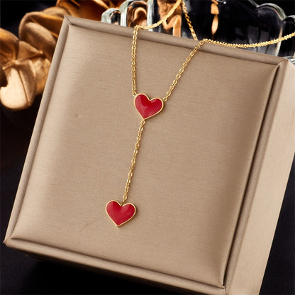 Golden Red Heart Necklace