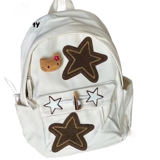 Hello Kitty Hawaiian Star Backpack - Black with Brown Stars