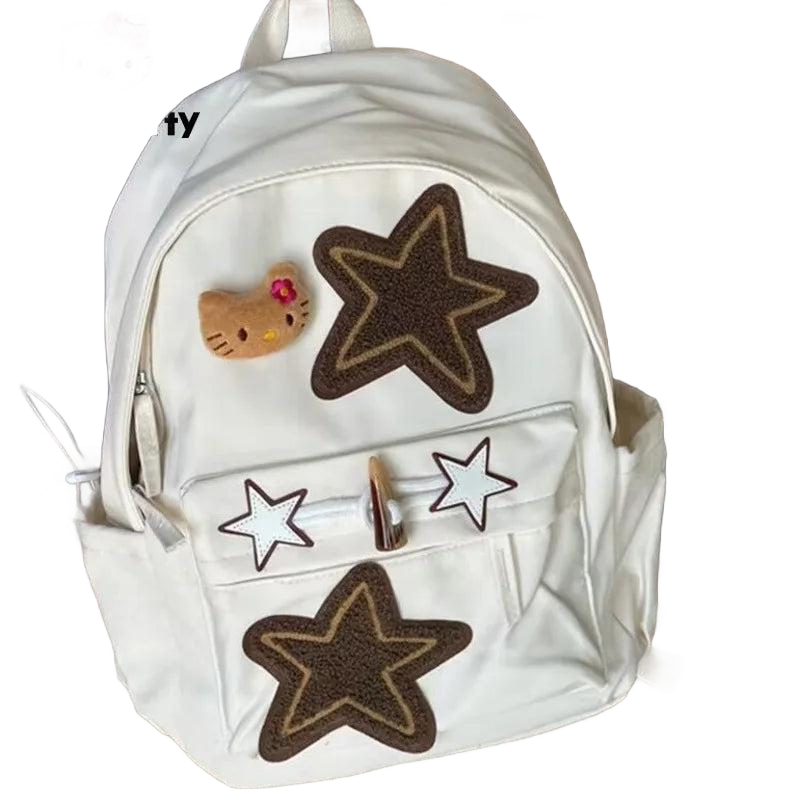 Hello Kitty Hawaiian Star Backpack - Black with Brown Stars