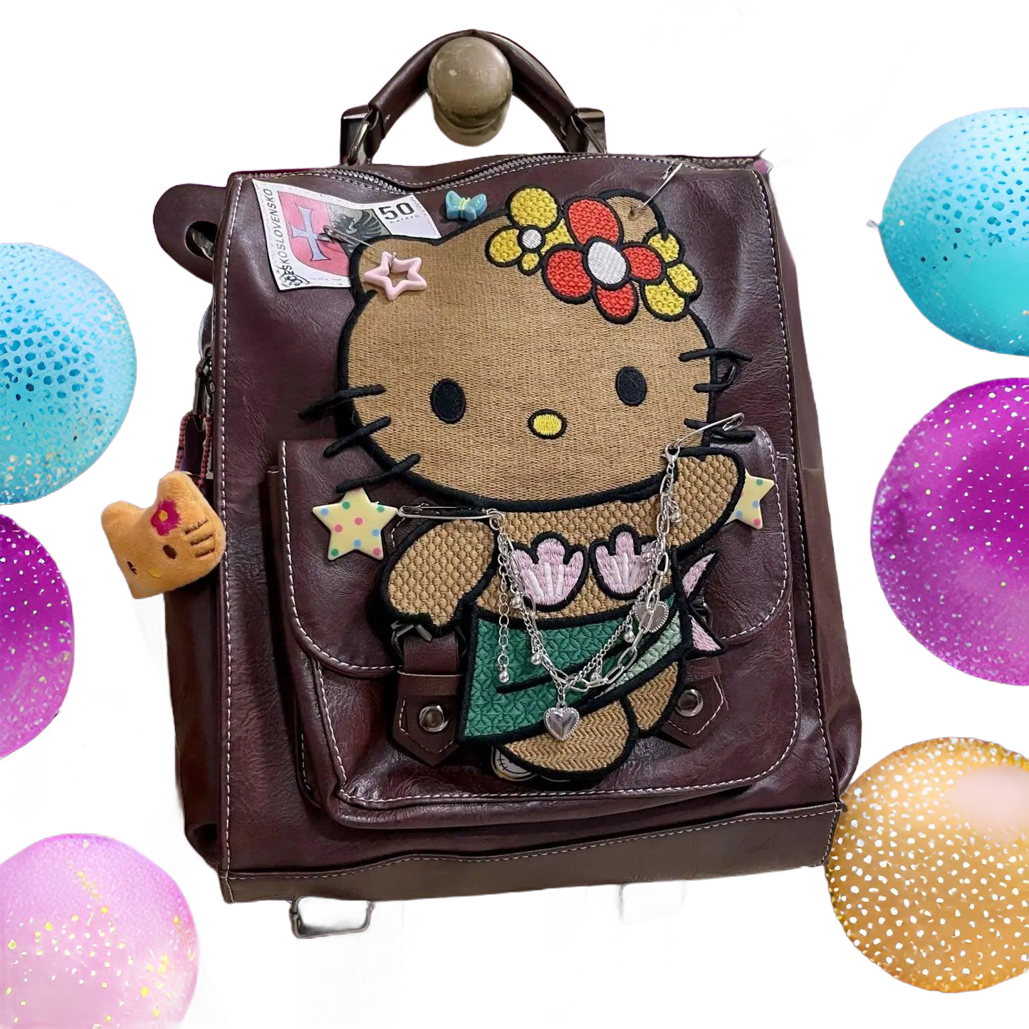 Hello Kitty Leather Backpack | Hawaiian Hello Kitty Bag