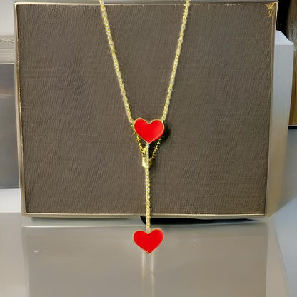 Golden Red Heart Necklace