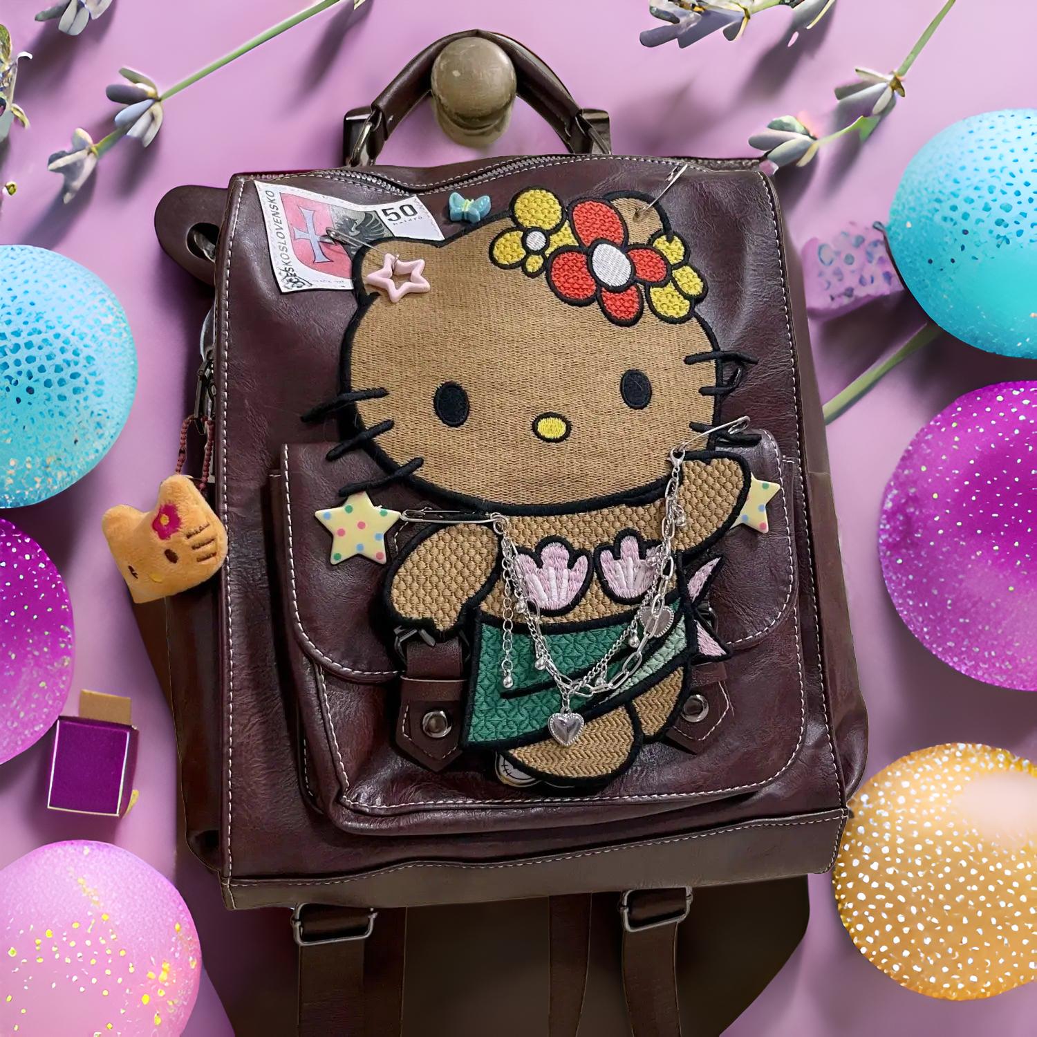 Hello Kitty Leather Backpack | Hawaiian Hello Kitty Bag