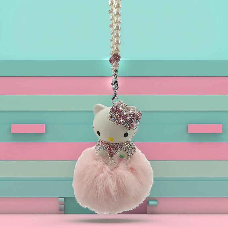 Cute Rhinestone Hello Kitty Car Pendant