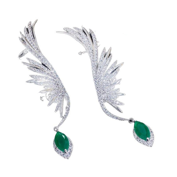 Luxury Feathers Zirconia Ear Cuff Earrings