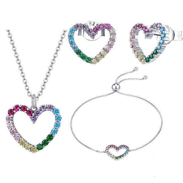 Rainbow Jewelry Heart Set