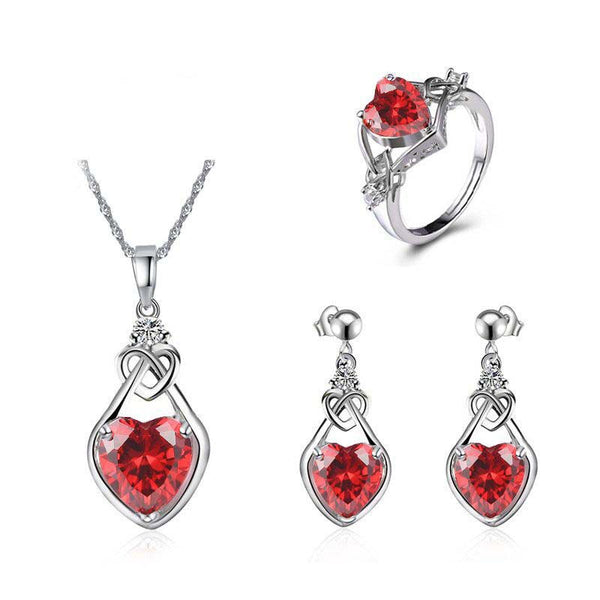 Sparkling Red Heart Jewelry gift Set