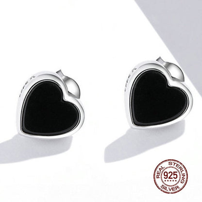 Black Heart Stud Earrings