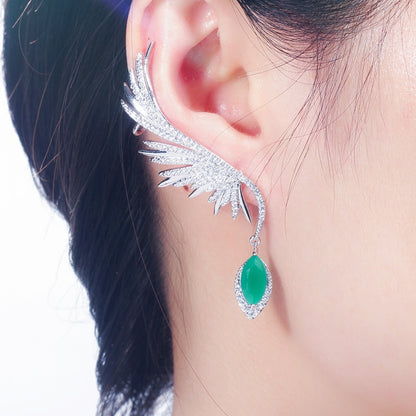 Luxury Feathers Zirconia Ear Cuff Earrings