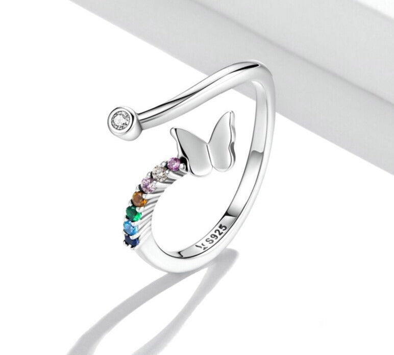 Rainbow Butterfly Ring