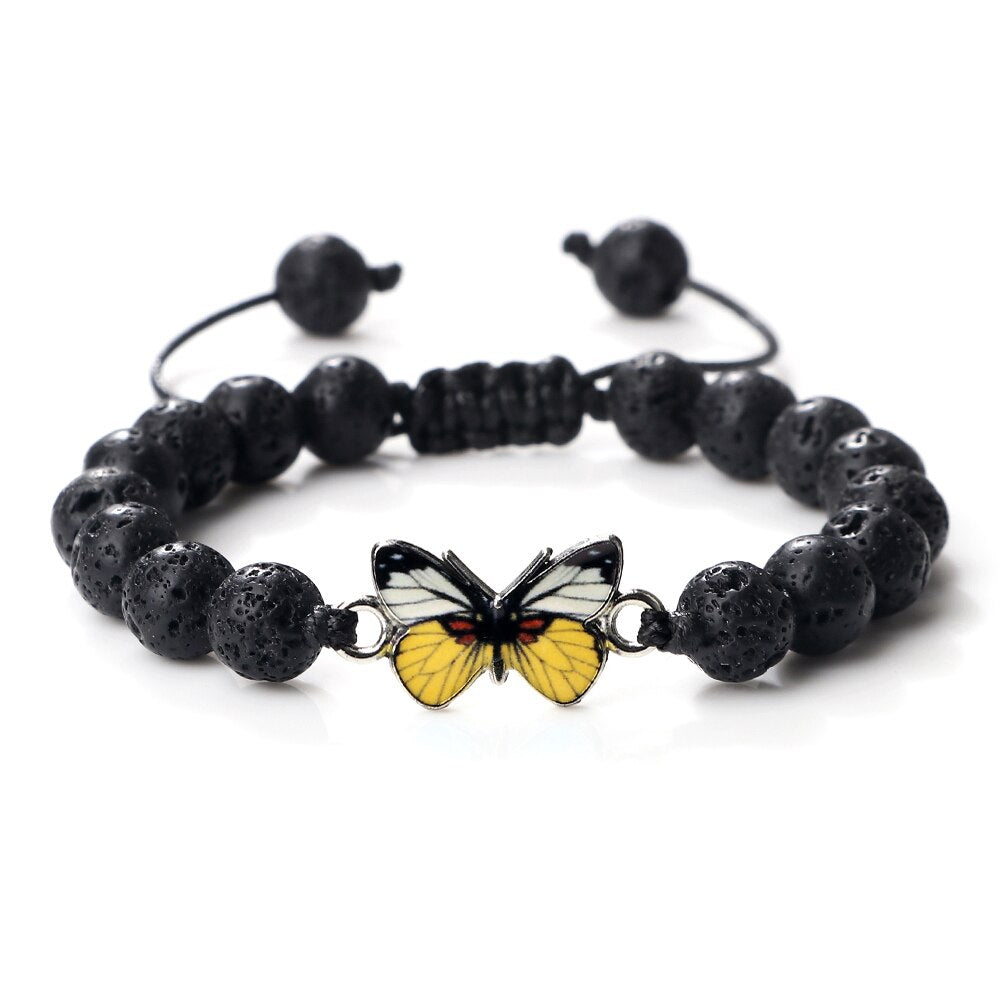 Yellow Butterfly Bracelet Matt Black