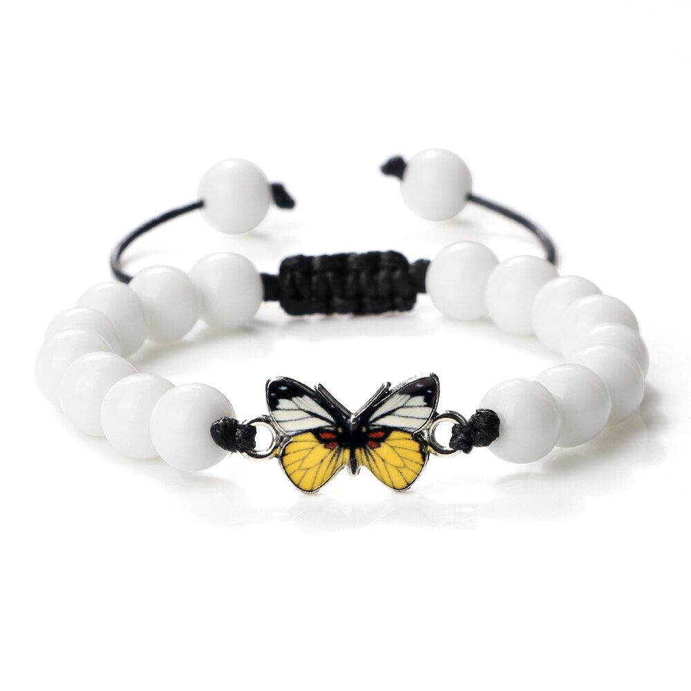 Yellow Butterfly Bracelet White