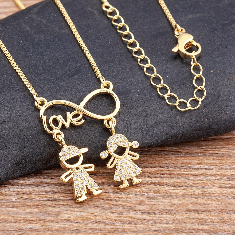 Boy and Girl MOM Necklace chain