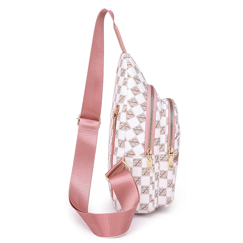 side view pink sling bag