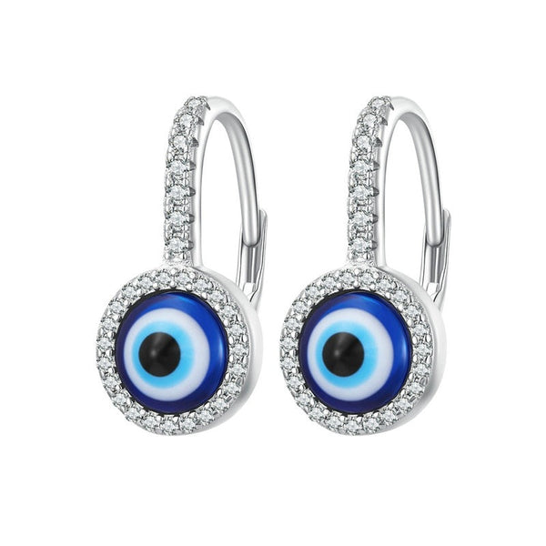 Devil Eye Hoop 925 Silver Earrings