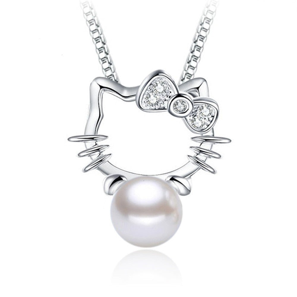 Hello Kitty Necklace Silver pearl