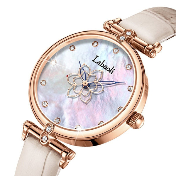 Leather Rose Gold Women Watch