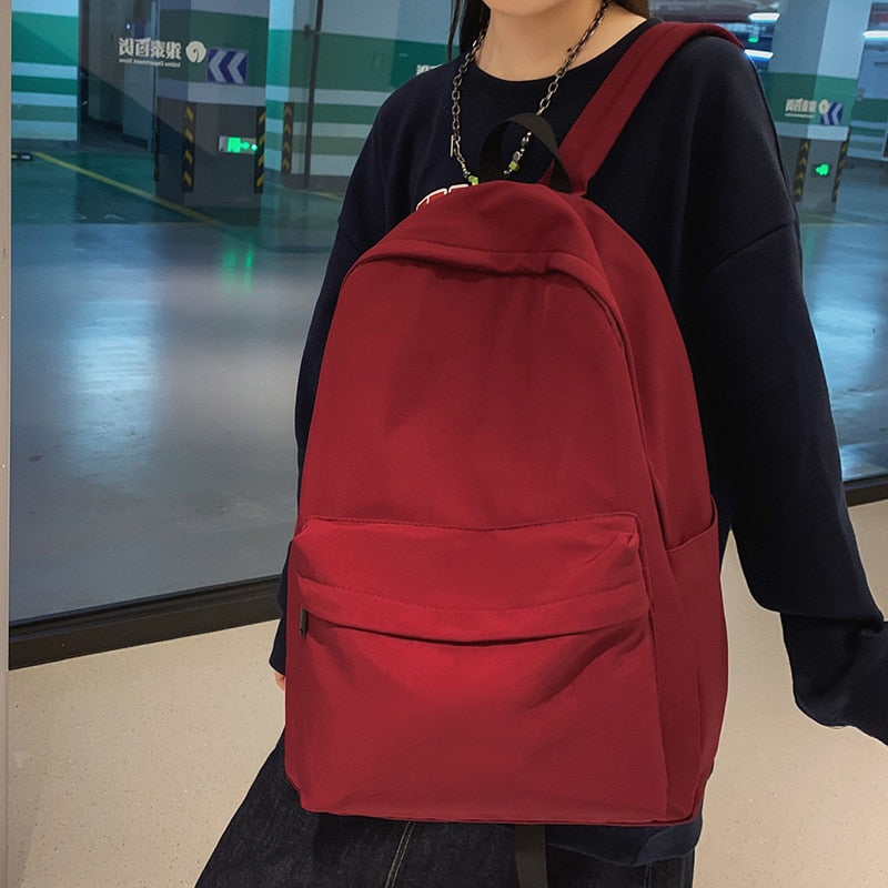 Solid Color Women Backpack.